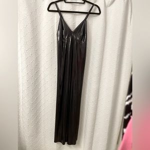 Norma Kamali NWT! Gunmetal metallic slip midi dress size S/36
